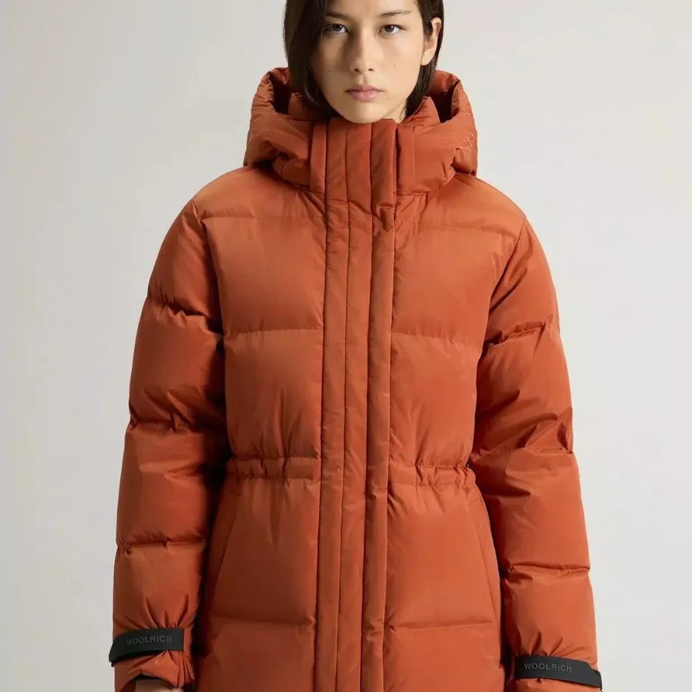 Woolrich Alsea Stretch Nylon Down Jacket with Removable Hood Size S - Picture 3 of 8